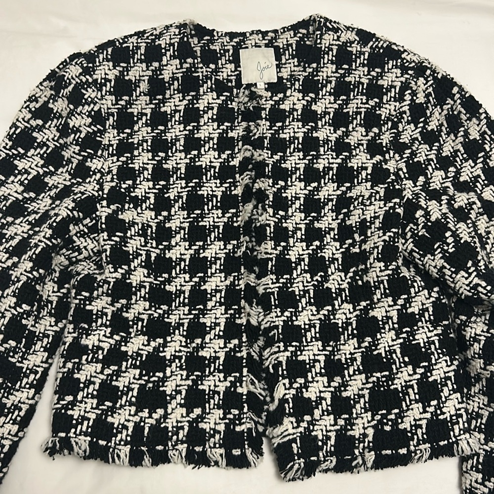 Joie Houndstooth Black & White Jacket Size L